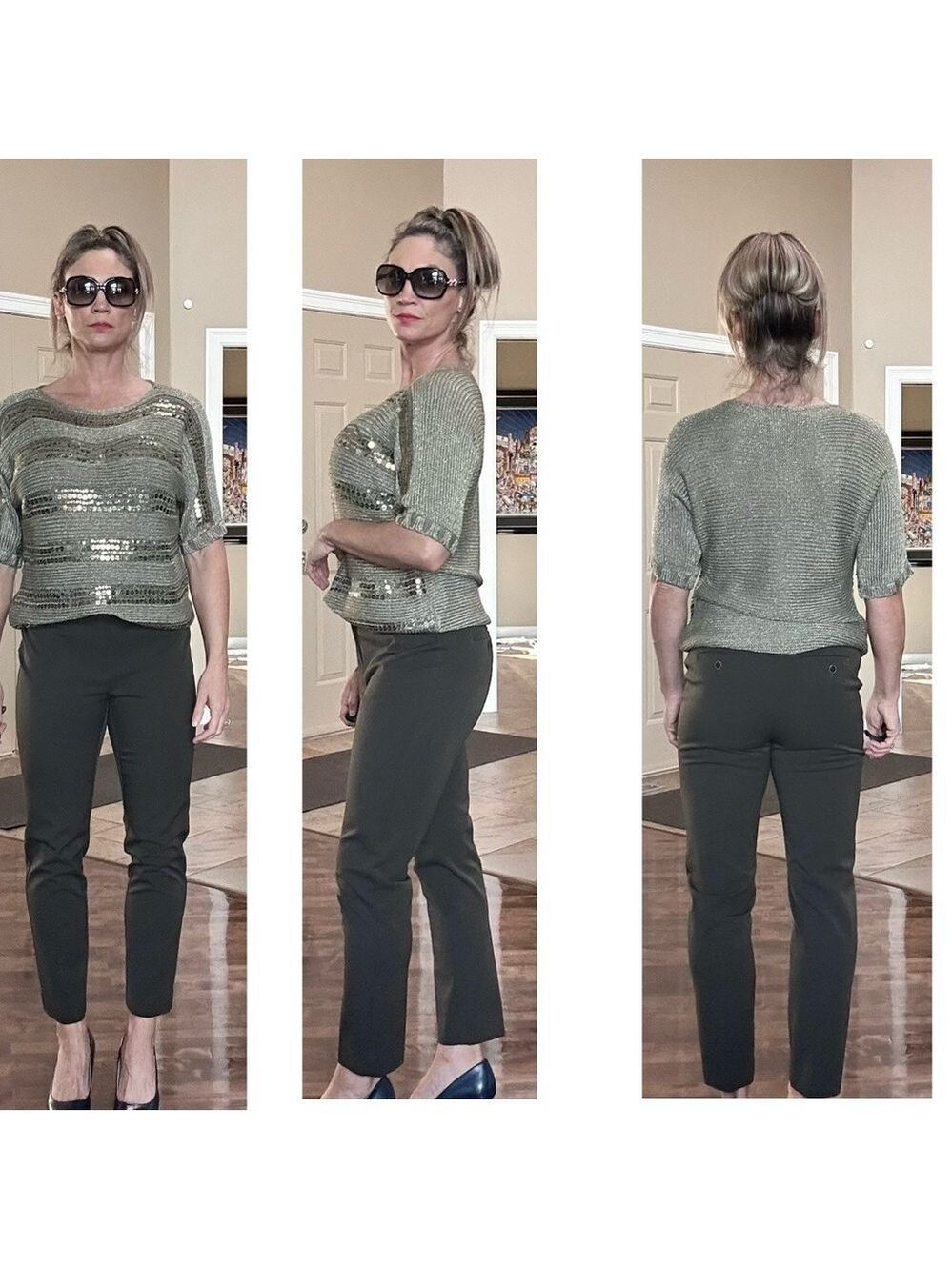 Melanie Lyne khaki green brown slim fit ankle pants size 6